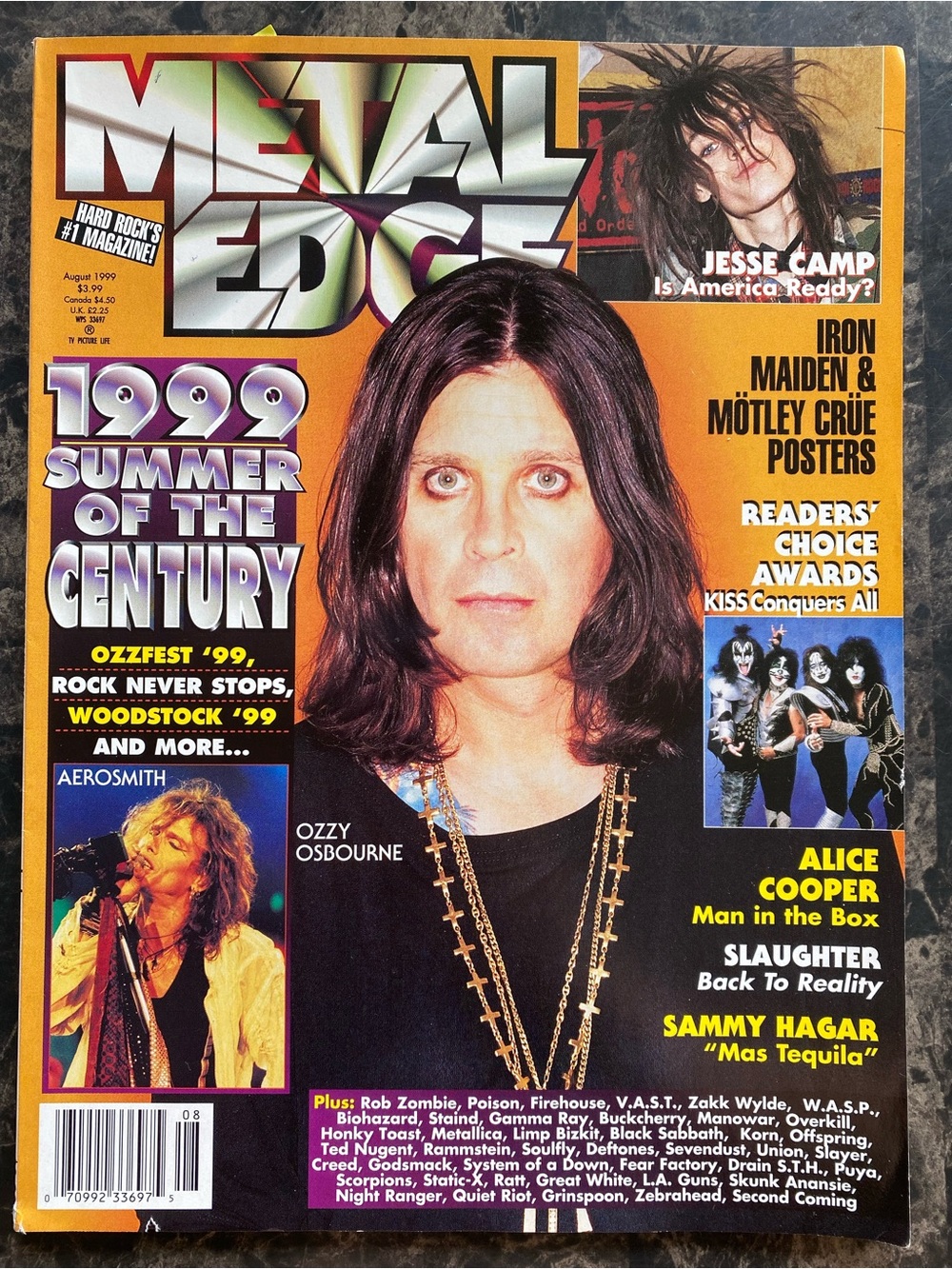 Metal Edge Magazine 1999 Ozzy Osbourne Cover